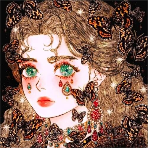 QIZITENG 5D Diamond Painting Cartoon Girl Baroque Series Full Square/Round Rhinestone Embroidery Girl Bedroom Decoration Gift