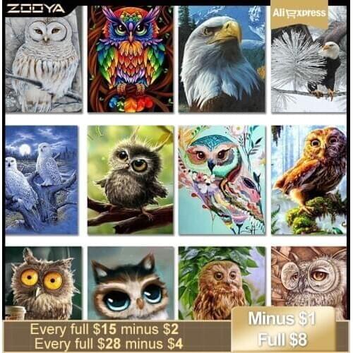 ZOOYA Diamond Painting Animal Lovely owl Diamond Mosaic Full Diamond Embroidery Pattern Rhinestones Needlework DIY Crafts RF1370
