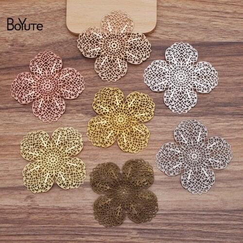 BoYuTe (10 Pieces/Lot) 68MM Big Metal Brass Filigree Flower Materials Diy Hand Made Jewelry Findings Components