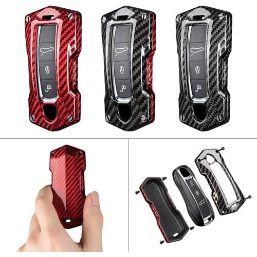 Car Carbon Fiber Key Fob Case Cover Shell For Porsche Cayenne Panamera 2017-2018 Car Accessories