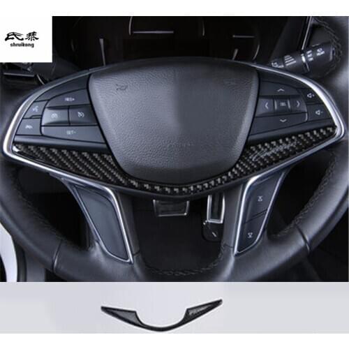 Free Shipping 1lot ABS carbon finber grain steering wheel decoration cover for 2016-2018 Cadillac XT5 car accessories