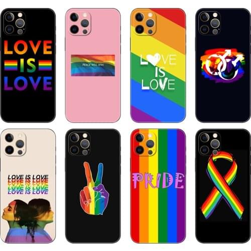 Black tpu case for iphone 5 5s se 6 6s 7 8 plus x 10 XR XS 11 12 mini pro MAX back cover Lesbian LGBT Rainbow Flag Pride Art