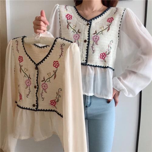 COIGARSAM Women's Shirts With Embroidery