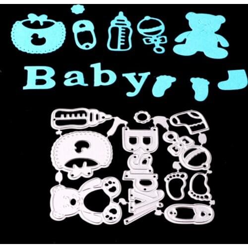 Fityle Baby Accessories Metal Cutting Dies Stencils for Photo Album Scrapbook Baby Shower Party Card Making Decoration