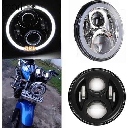 Marloo For Honda CB 400 CB 1300 Honda Hornet Headlights 7" LED Motorcycle Headlight With DRL Halo 75w Round Led