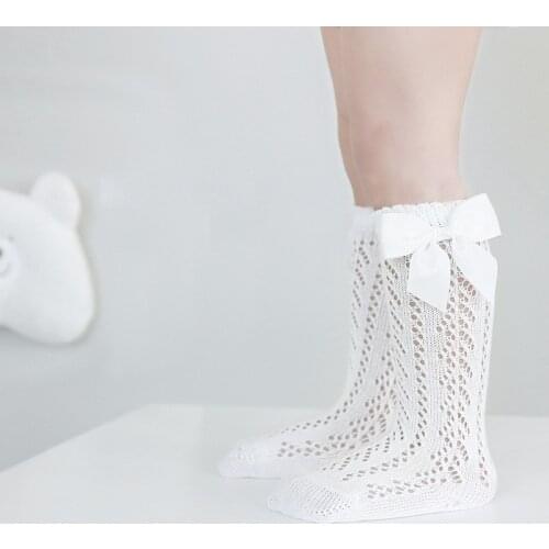 Baby Toddlers Girls Socks Solid Breathable Mesh Cotton Socks Newborn Medium Tube 3/4 Knee High Spanish Style Socks for Girls