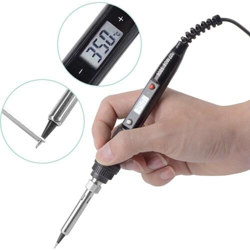 Handskit Electric Soldering Iron 110V 220V 80W Adjsutable Temperature With 5 soldering Iron Tips Welding Tools led display