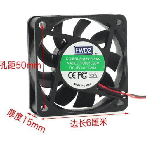 FWDZ FD6015S5M Server Cooling Fan DC 5V 0.25A 60x60x15mm 2-wire