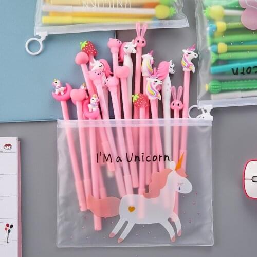 Cartoon Gel Pen Set 20Pcs Student Cute Signature Pen 0.5mm Gel Pens Black Blue Red Ink Pink School Supplies Korean Stationery