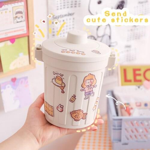 Ins Desktop Small Trash Can Cute Girl Bedroom Dormitory Creative Pen Holder Paper Basket Storage Box with Lid