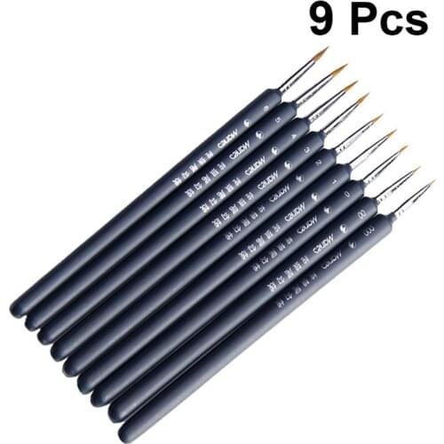 9pcs Hand Scriptliner Line Drawing Paint Brush Weasel Hair Watercolor Painting Brush Pen Painting Supplies Accessories