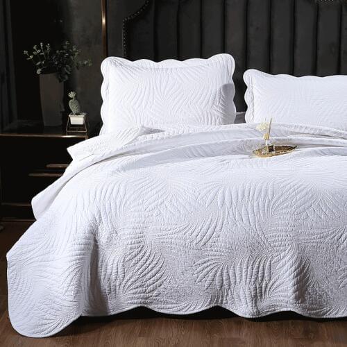 White Bedspreads For Double Bed Quilt Set 3PCS Quilted Quilts Bed cover Embossed Shams King Queen Size Coverlet Summer Blanket