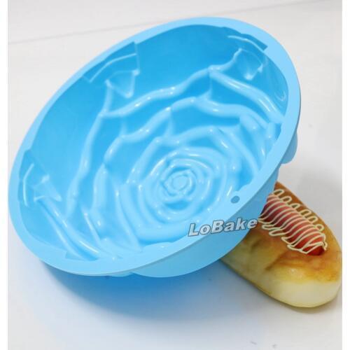 High quality 8.5 inches round rose flower shape thick silicone cake bread toast mold for Home bakery supplies color randomly