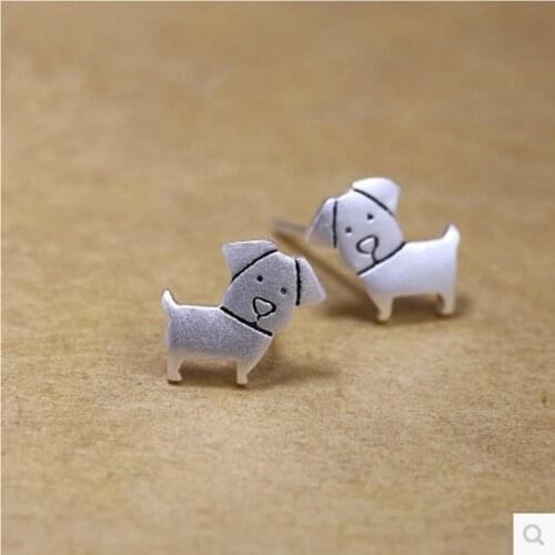 925 Sterling Silver Cute Puppy Stud Earrings For Women Casual Style Girl Earings Personality Jewelry