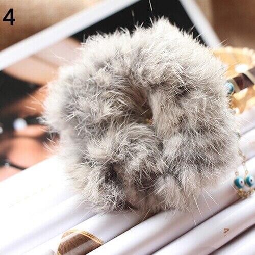 Fashion Soft Faux Fur Scrunchie Elastic Solid Hair Rope Ponytail Tail Hold Hair Band