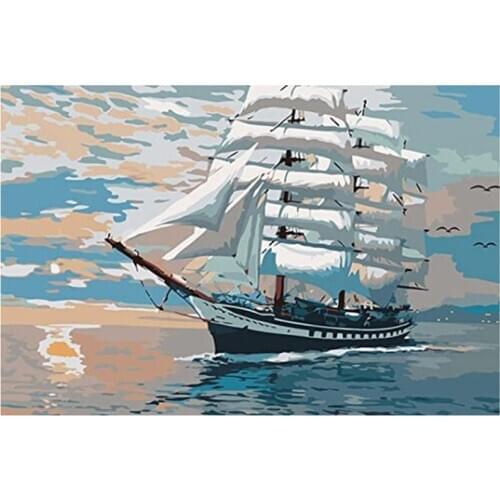 Seascape Painting By Numbers for Adults DIY Oil Coloring By Numbers Galleon Canvas Paint Art Pictures Home Decor Aesthetic