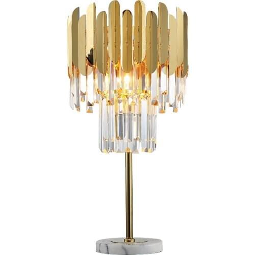Modern crystal table lamp bedroom bedside lamp stainless steel gold luxury living room decoration table lamp