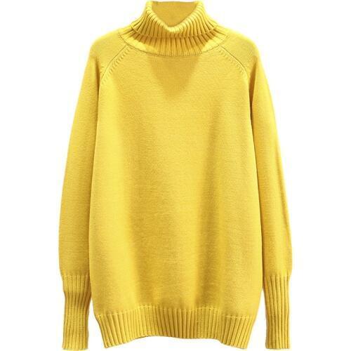 Essential Womens Sweater Fashion Solid Color Jumper Full Sleeve Knitted Turtleneck Pullover Female Oversize Autumn Winter