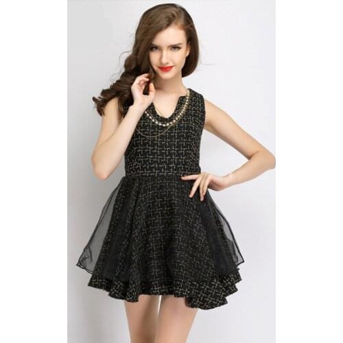 Newest Spring Elegant Special Occasion Dress High End Women Dresses Woollen Sleeveless O Neck Ball Gown Cocktail Party Dress