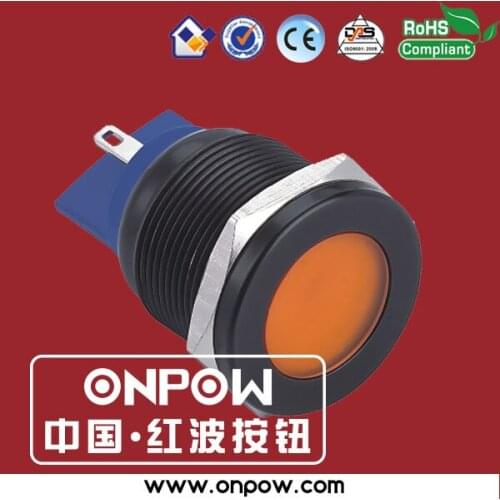 ONPOW 22mm anti-vandal flat head black indicator signal lamp GQ22T-D/O/12V/A