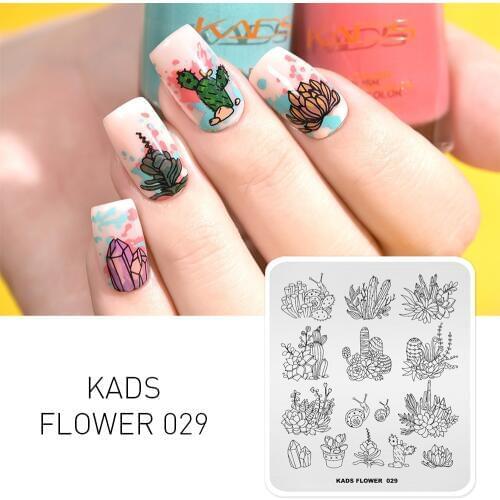 Rolabling Cactus Flower Pattern Nail Stamping Plates Stamping Template Manicure Nail Art Stamp Plate Nail Stencils Manicure