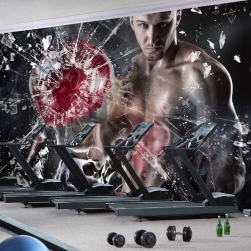 Custom wall mural Custom Creative sexy beauty gym photo background wall mural boxing room casino fitness place wallpaper