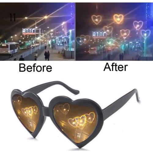 Hot Love Heart Shaped Glasses Watch The Lights Long-lasting Change Heart Diffraction Glasses At Night Love Lights Eyewear