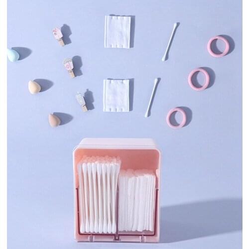 Dust Debris Cotton Swab Storage Box Separated Storage Box Plastic Transparent Desktop With Cover Cotton Storage Box