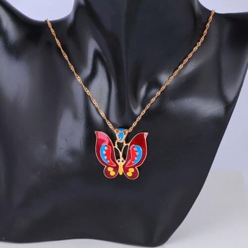 ROLILASON gold tone Butterfly Anniversary Acessories Fashion Jewelry Necklaces Pendants for Ladies LN584