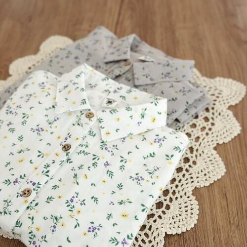 Lamtrip Rustic Flowers Print Long Sleeve Cotton Yarn Shirt Blouse 2021 New Spring Top