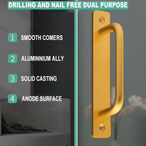 Sliding Door Handle Punch-free Aluminum Alloy Cabinet Cupboard Pull Bar Furniture Drawer Hardware Screws Available @ls