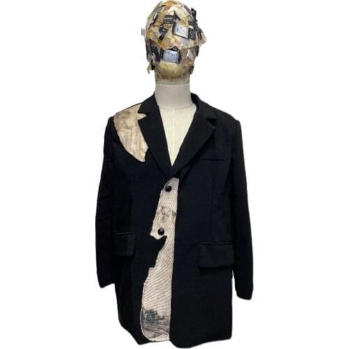 S-6XL!!The new spring and autumn 2021 model is handmade to break the stitching asymmetrical false two suits