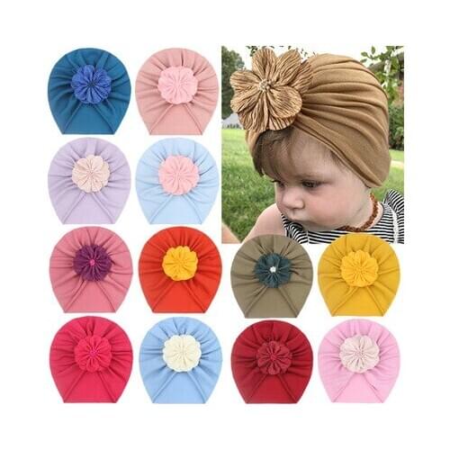 New Baby kids Flower Turban Hats Fashion Kids Bonnet Caps Children Photo Props Newborn Headwear Home Hair Accessories