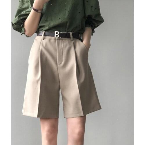 High Waist Shorts Women Solid Color Suit Short Pants Female Korean Streetwear 2021 Summer New Leisure Daily