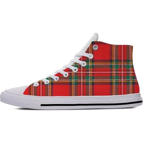 Scottish Plaid Royal Stewart Tartan Royalty Cool Fashion Cloth Shoes High Top Lightweight Breathable 3D Print Men women Sneakers