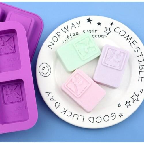 4-hole prayer angel Silicone Cake Mould rectangle Handmade soap mold