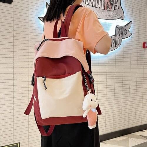 Students Backpack Womens Large Capacity School Backpacks for Girls Preppy Style Teenager Schoolbag Panelled Travel Female Bags