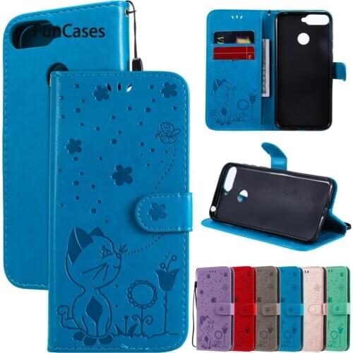 Telephone Cases For Huawei Honor 7C Butterfly PU Leather Flip Cover Carcaso etui Enjoy 8 Nova 2 Lite Y7 Prime 2018 7A 8X Pro 8A