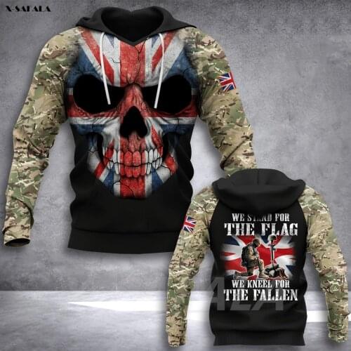 Skull Soldier Army British Flag 3D Printed Hoodie Man Female Zipper Pullover Sweatshirt Hooded Jersey Streetwear Tracksuits
