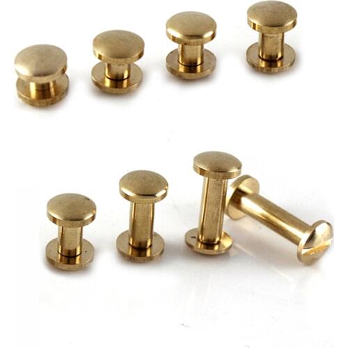 10pcs Solid Brass Binding Chicago Screws Nail Stud Rivets For Photo Album Leather Craft Studs Belt Wallet Fasteners 8mm Dome Cap