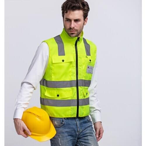 Hi-Viz SAFETY vest orange sleeveless reflective shirt summer dry fit breathable hi vis yellow work t shirt free shipping tops