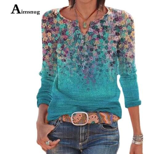 2021 Plus Size 4xl T-shirt Ladies Elegant Leisure Casual Flower Print Womens Top 2021 Summer V-neck Tees Shirt Casual Pullovers