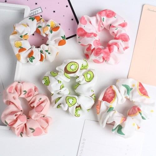 Fresh Fruit Elastic Hair Bands for Women Stretch Hair Scrunchies Hair Ties Ponytail Holder Sweet Hair Rope Headwear