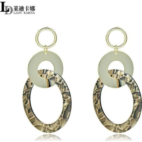 Geometric acrylic acetate plate ring earrings for womens electroplating 14K Gold hollow 925 silver needle Earrings