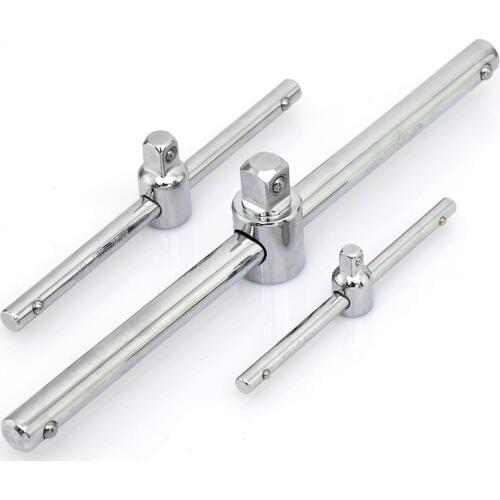 1pcs 1/4" 3/8" 1/2" Drive Sliding T-bar 115-250mm HCS Socket Drive T-handle Breaker Bar Multi-function Drive