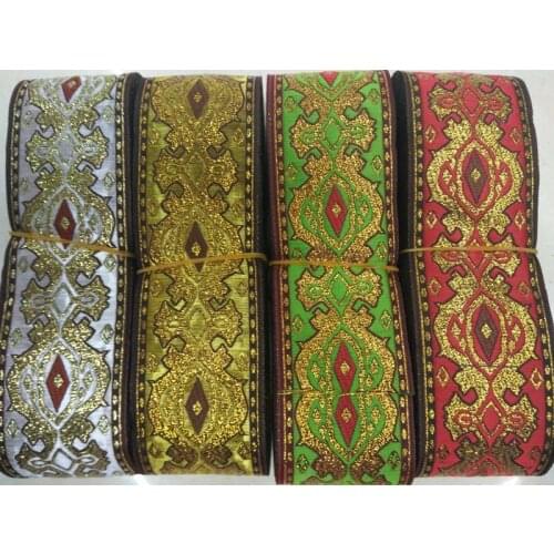 10yards/lots Woven Jacquard Ribbon 5cm Geometric pattern LS-6400