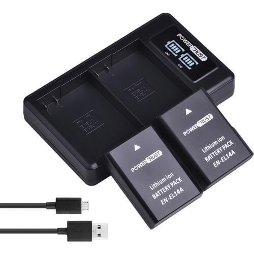 2Pcs EN-EL14 EN-EL14a EN EL14 Battery and Charger for Nikon P7800,P7100,P7000,D3400,D5500,D5600,D5300,D5200,D5100,D3200,D3300