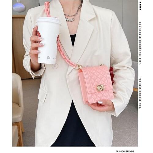 2021 Summer Mini Crossbody Bags New Acrylic Chain Vertical Square Bag Shoulder Bag Messenger Bag Jelly Bag Women Satchels purses