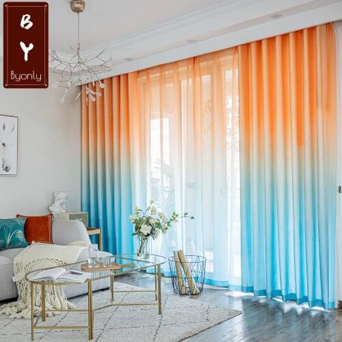 2021 Up and Down Gradient Color Curtains Colorful Finished Custom Blackout Curtains for Living Dining Room Bedroom