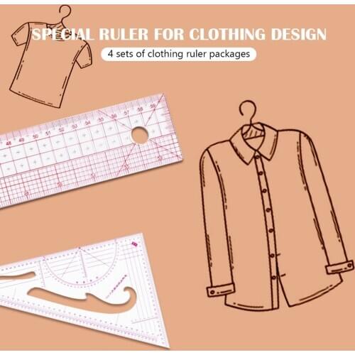 4pcs Patchwork Tailor Measuring Ruler Craft Garment Clothes Sewing Cutting Ruler Portable Measure Accurately Tools